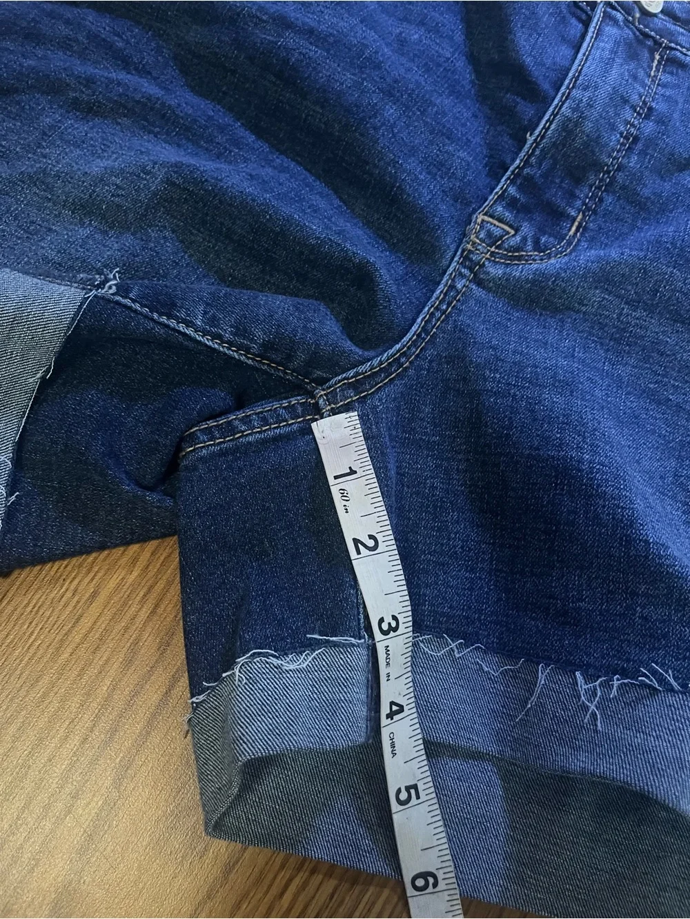 Seven7 Dark Blue Denim Shorts with White Logo Size 10